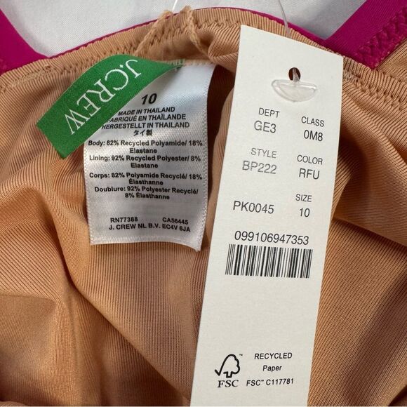 NWT J Crew Ruched Ruffle One Piece Swimsuit Pink Size 10 V Neck Barbie Bright - Picture 4 of 5
